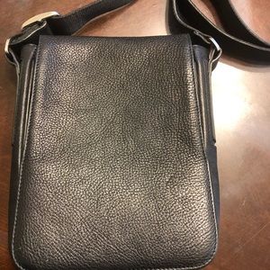Beautiful black pebbled leather crossbody bag.